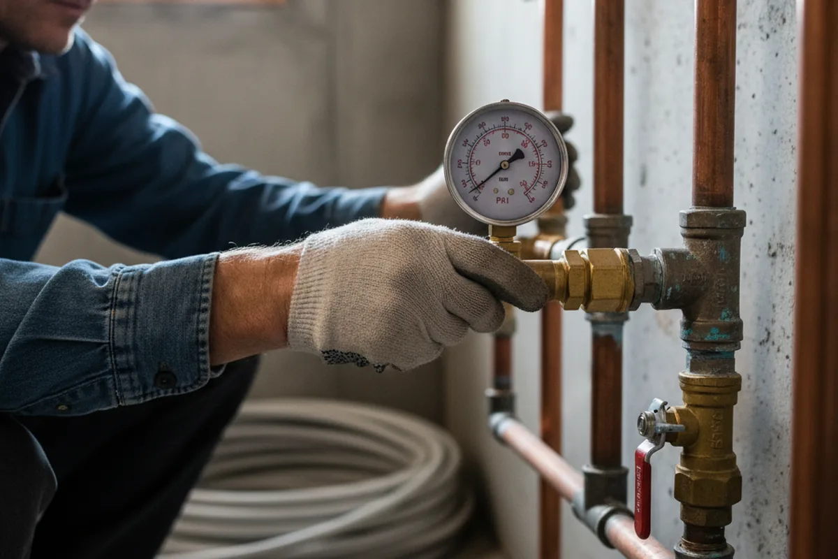 Pressure testing a repaired line during Water Line Repair in Hulen